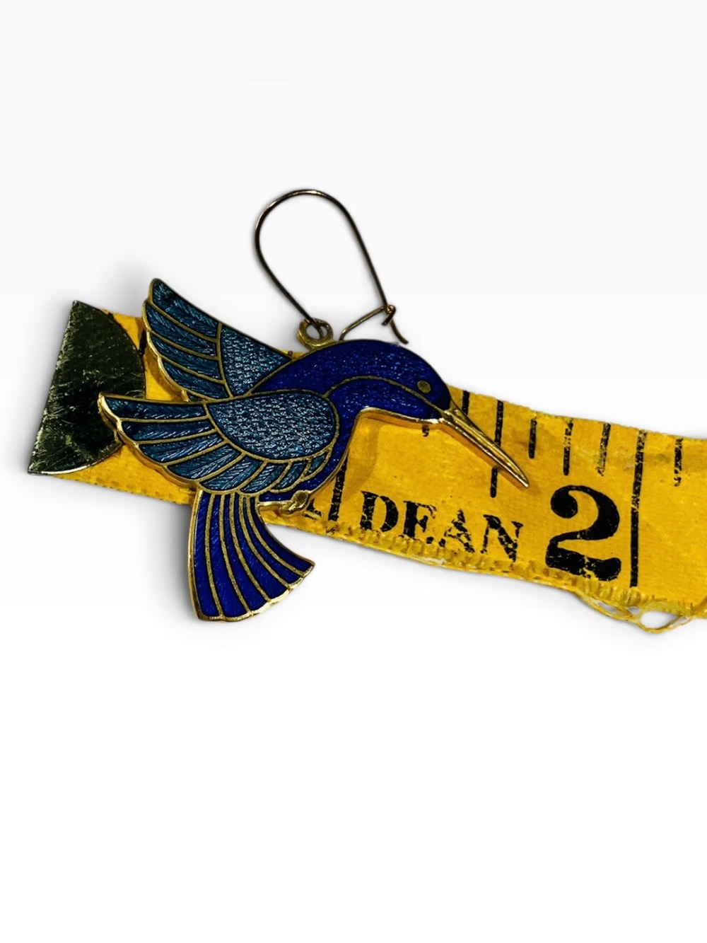 Vtg 90’s Boho Blue Enamel Birds Hummingbirds Pierced Gold Tone Dangle Earrings - Picture 4 of 4